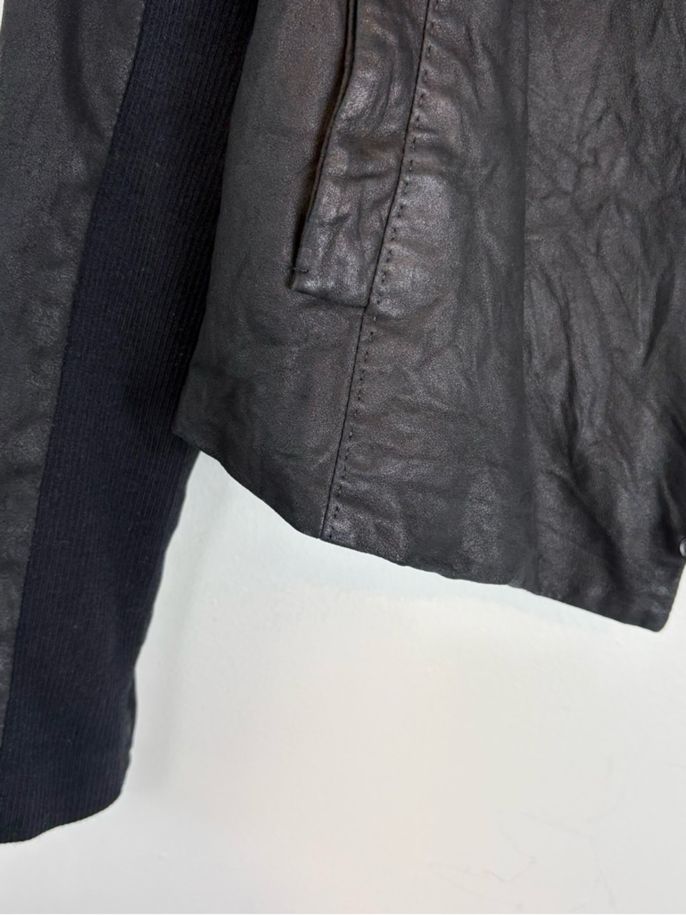 Vince Black Leather Scuba Jacket Sz L - Picture 8 of 14
